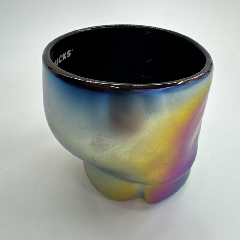 Starbucks Skull Mug Rainbow Oil Slick Iridescent Gothic Coffee 14 oz NOT USED - Picture 9 of 9